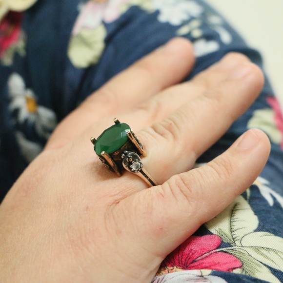 Sterling Silver Jade Stones Revers Rings - Picture 7 of 8